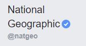 National Geographic's Facebook page name with verified check mark icon next to it