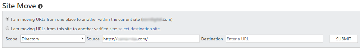 Site Move notification tool from Bing Webmaster Tools