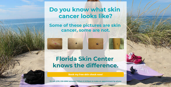 Do you know what skin cancer looks like? hero section of Florida Skin Center landing page
