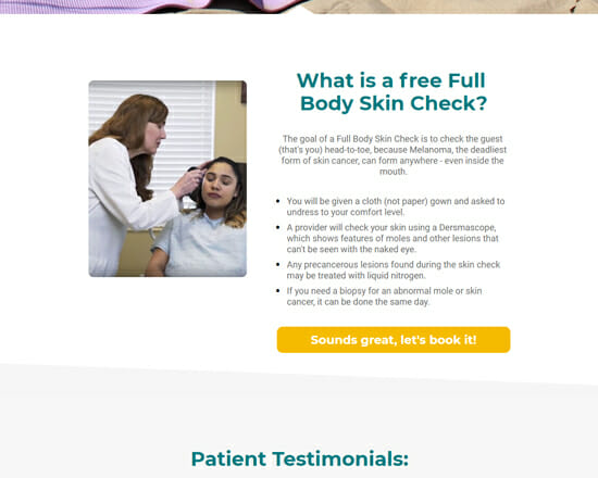 What is a Free Full Body Skin Check? section of Florida Skin Center landing page