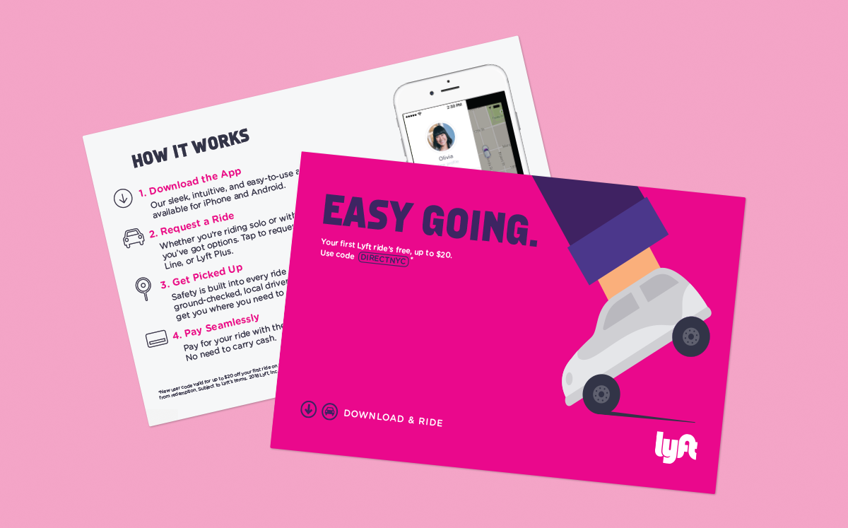 Direct mail ad for Lyft.