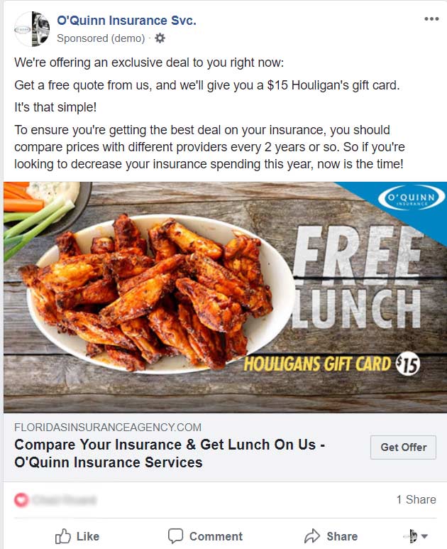 Facebook ad offer 3