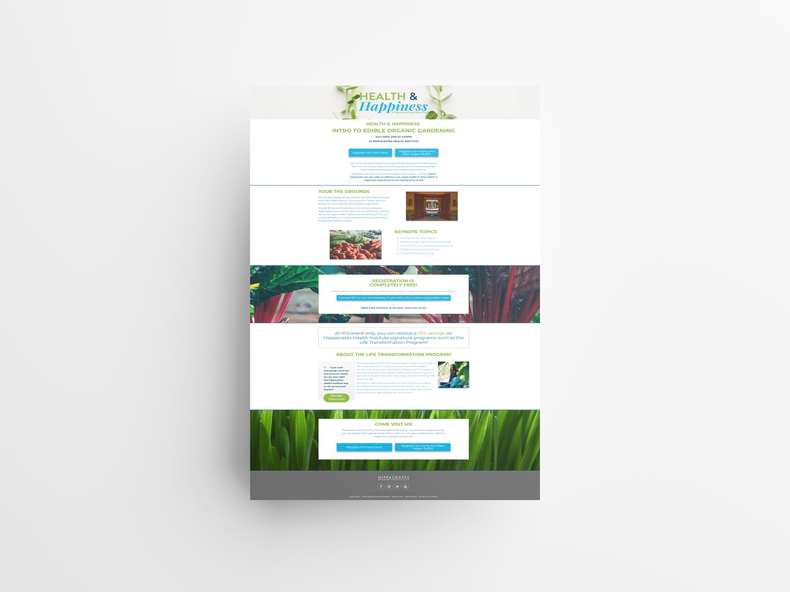 health and happiness landing page