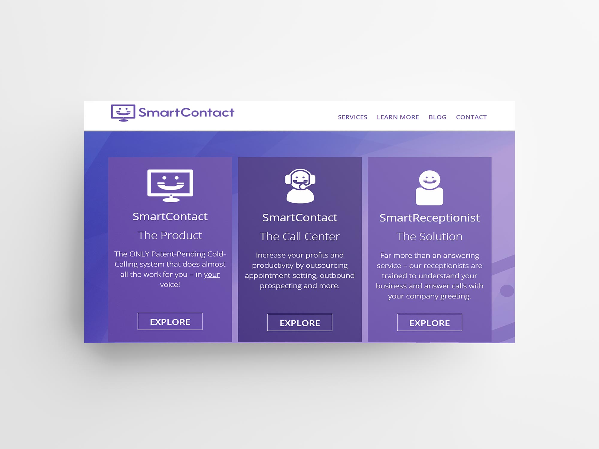 Screenshot of SmartContact homepage